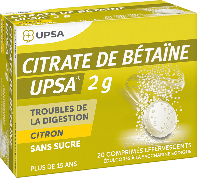 image Citrate de Bétaïne Citron 2 g Sans Sucre  Boîte de 20 comprimés effervescents (6pdts)